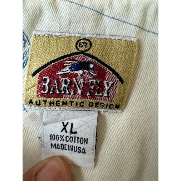 Fishing Mens XL Shirt Barn Fly Authentic Design White Button Up Short Sleeve - Picture 6 of 14